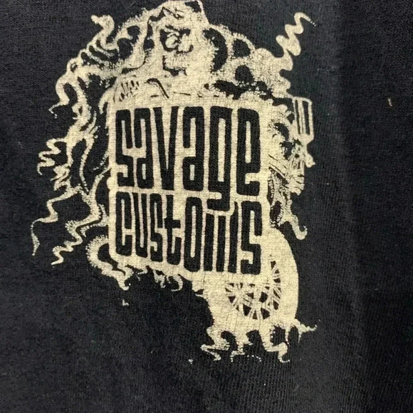 Vtg Savage Motorcycle Customs T-Shirt ~ Ontario - Picture 3 of 8